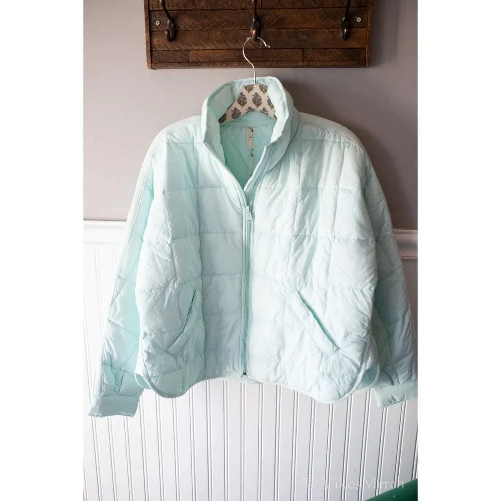 Free People Blue Puffer Jacket with Quilted Design - Picture 4 of 6